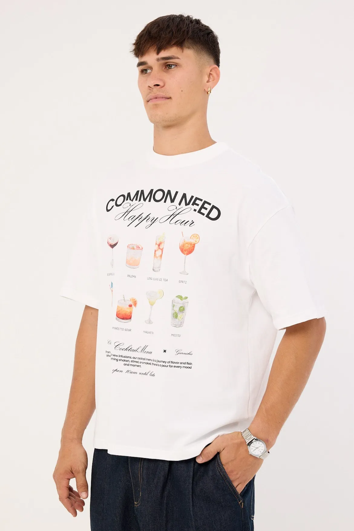 Happy Hour Heavyweight Easy Tee White