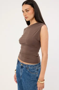 Harley Off Shoulder Top Brown