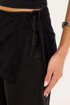 Harlow Lace Wrap Pants Black