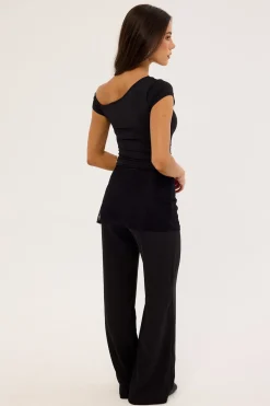 Harlow Lace Wrap Pants Black