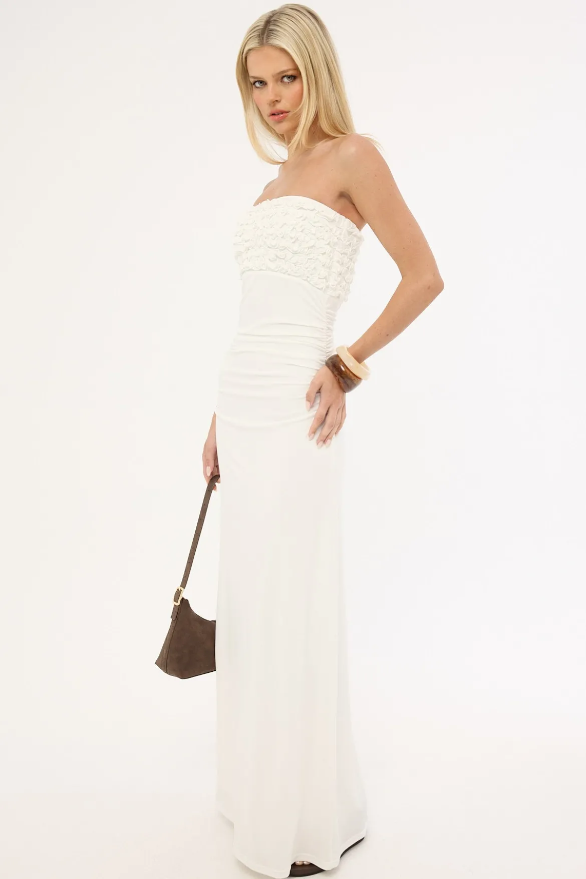 Harper Ruffle Maxi Dress Off White
