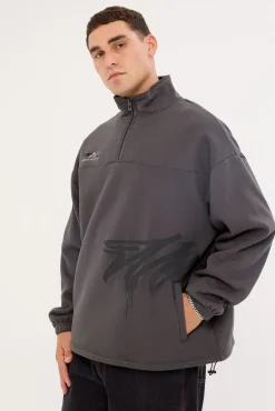Havok Elastic Quarter Zip Crew Ash Black