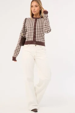 Head In The Clouds Cardigan Brown Check