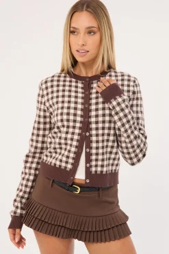 Head In The Clouds Cardigan Brown Check