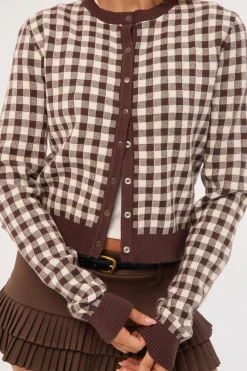 Head In The Clouds Cardigan Brown Check