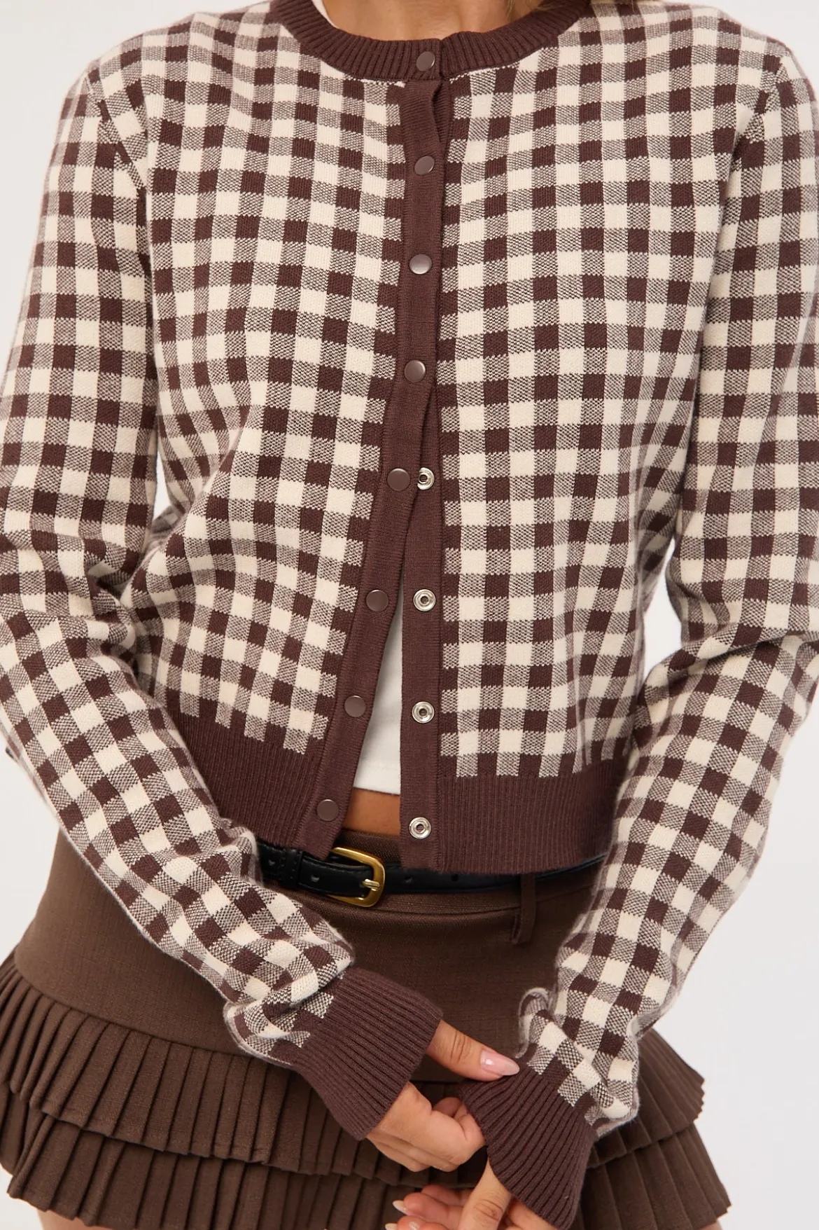 Head In The Clouds Cardigan Brown Check