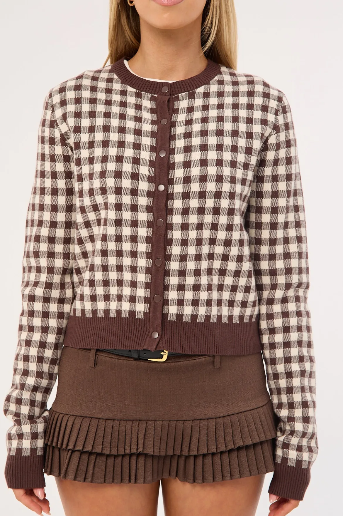 Head In The Clouds Cardigan Brown Check