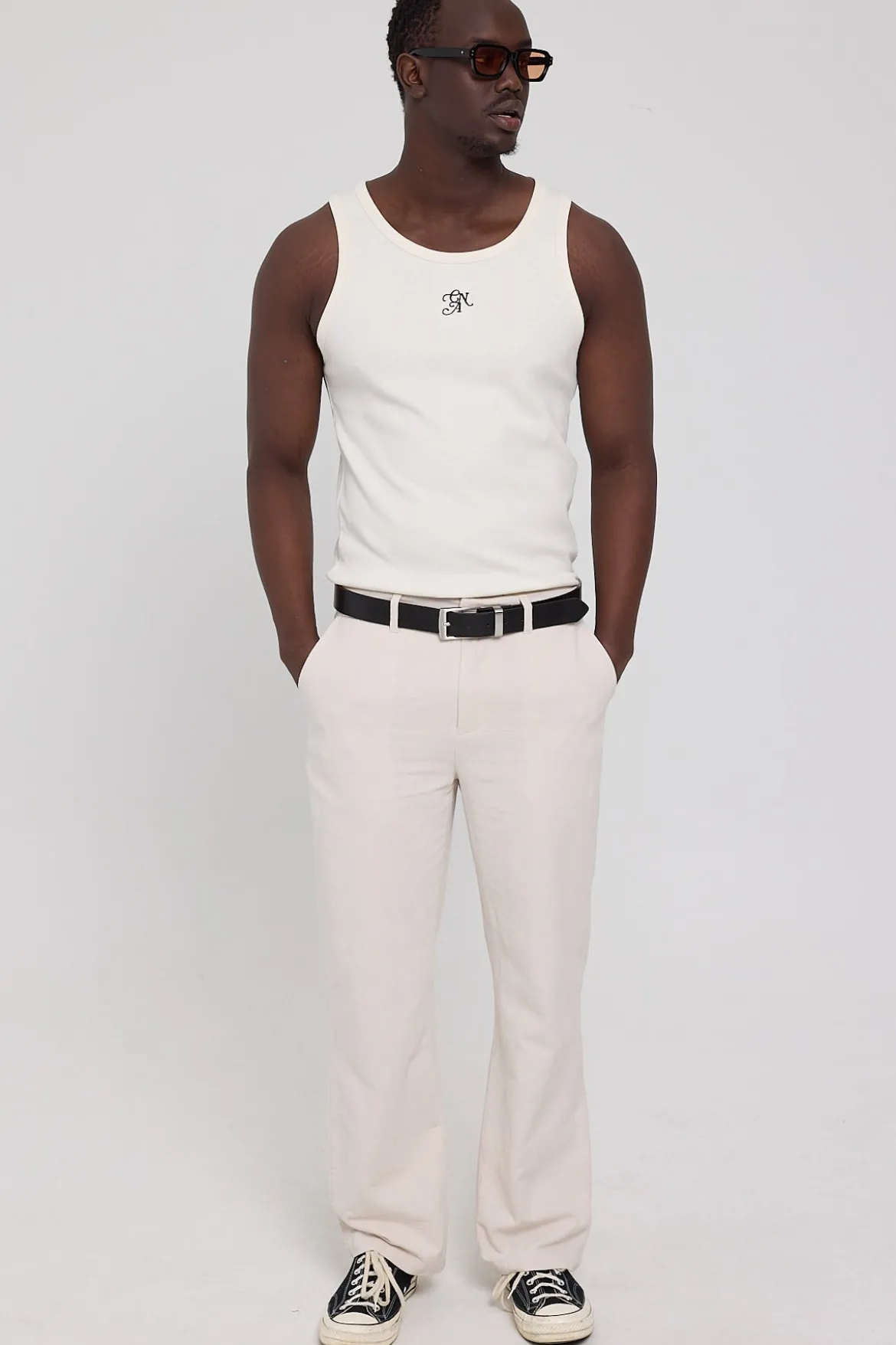 Heirloom Scoop Neck Singlet Tank Cloud White