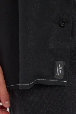 Hemp Minimal Thrills Constrast Stiching Bowling Shirt Black