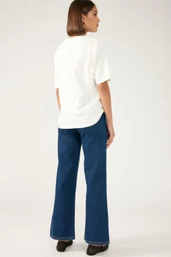 High Rise Wide Leg Jean Dark Blue Denim