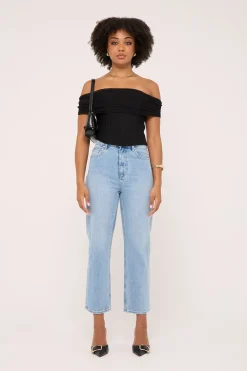High Straight Crop Jean Skyline Blue