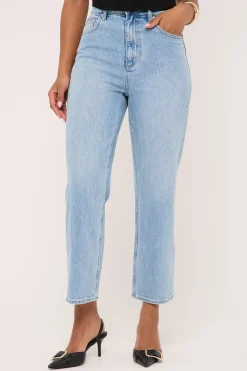 High Straight Crop Jean Skyline Blue