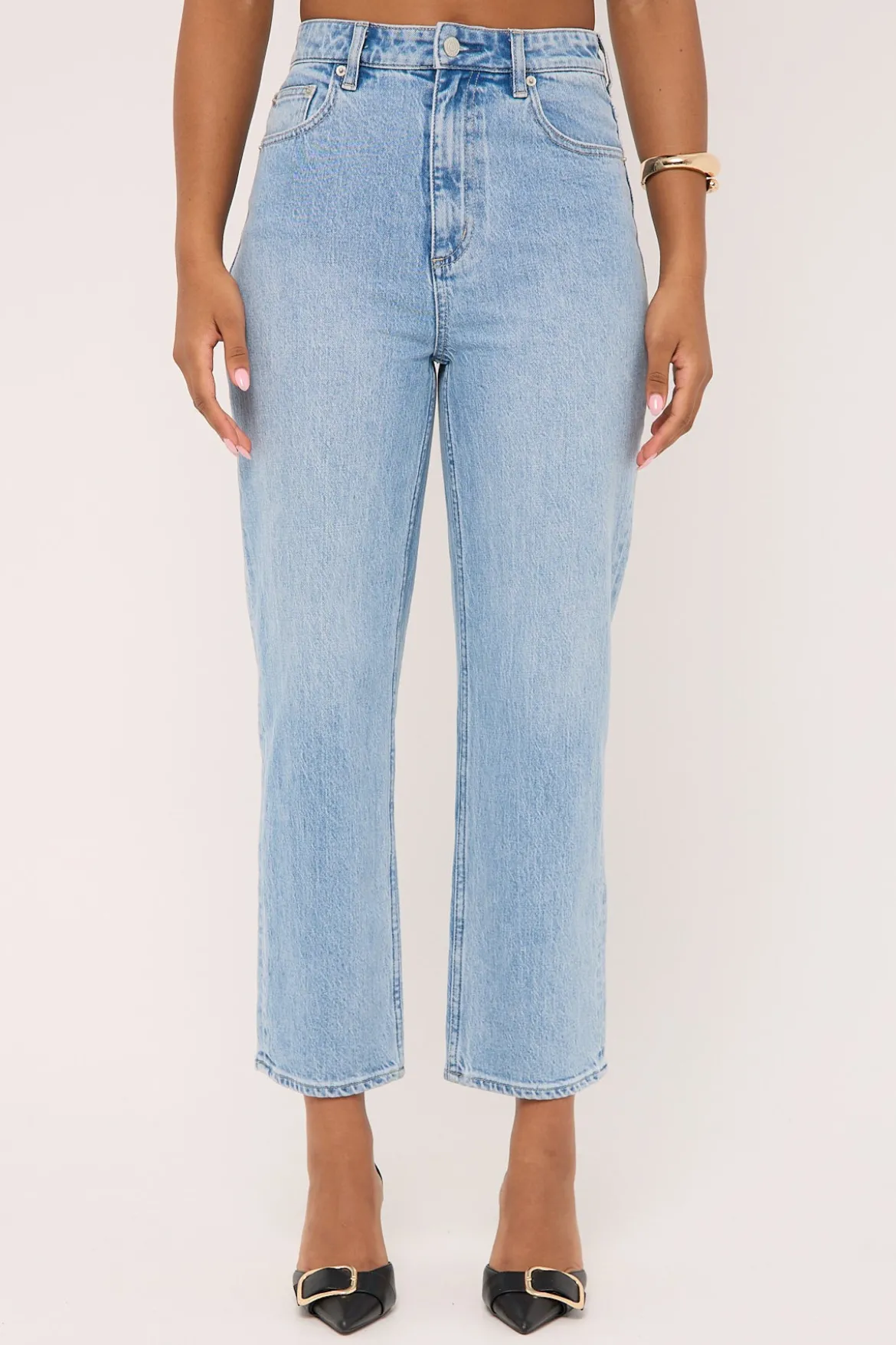 High Straight Crop Jean Skyline Blue