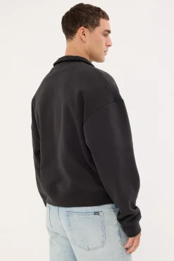Holloway Full Zip Crop Sweater Off Black