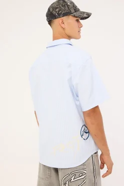 Hoodus Pinstripe Shirt Sky Blue