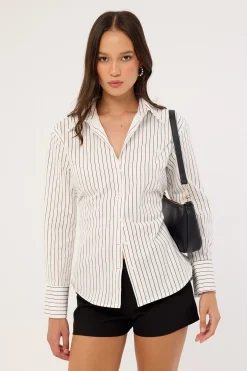Hudson Tie Back Shirt White Stripe