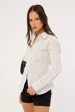 Hudson Tie Back Shirt White Stripe