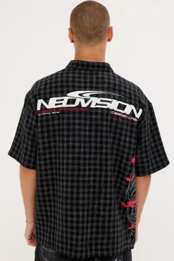 Hunt Check Oversize Shirt Black Check