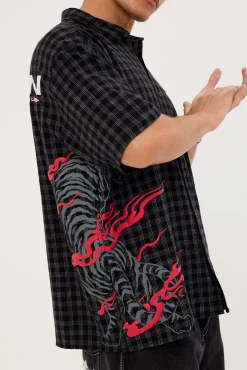 Hunt Check Oversize Shirt Black Check