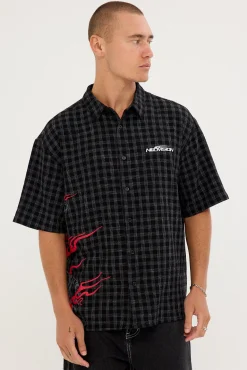Hunt Check Oversize Shirt Black Check
