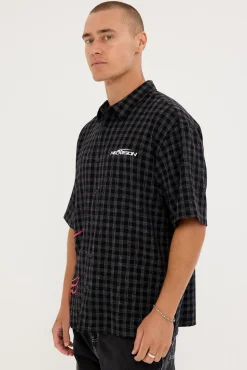 Hunt Check Oversize Shirt Black Check