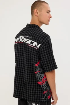 Hunt Check Oversize Shirt Black Check