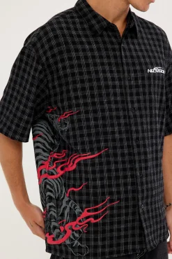 Hunt Check Oversize Shirt Black Check