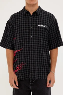 Hunt Check Oversize Shirt Black Check