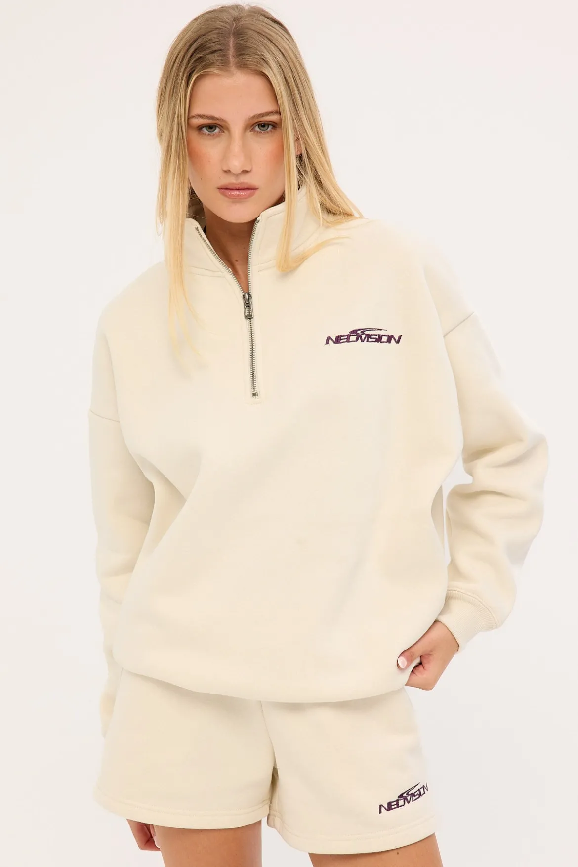 Hunt Relaxed Quarter Zip Crew Cream