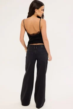 Hunter Low Rise Wide Leg Jean Aged Black