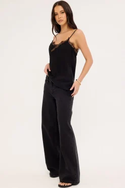 Hunter Low Rise Wide Leg Jean Aged Black