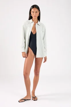 Hunter Stripe Oversized Shirt White/Black Stripe