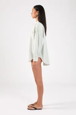 Hunter Stripe Oversized Shirt White/Black Stripe