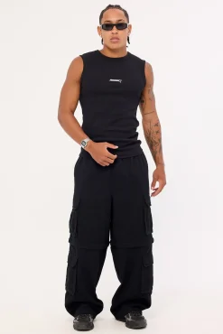 Husk Zip Off Cargo Pant Black