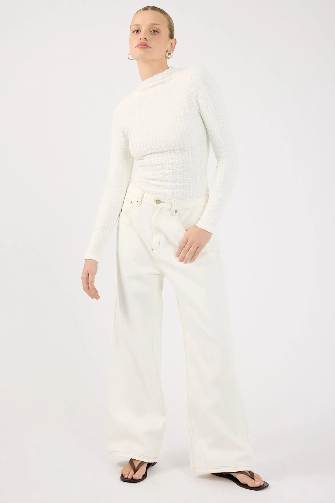 Indiana Lace Long Sleeve Top White