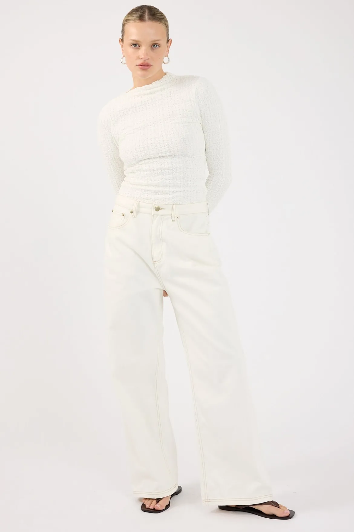 Indiana Lace Long Sleeve Top White
