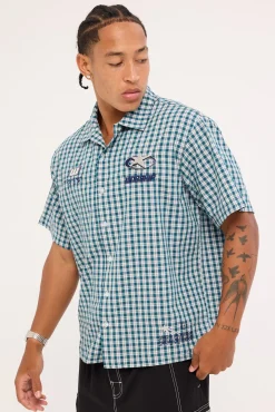 Injection Short Sleeve Shirt Dark Blue