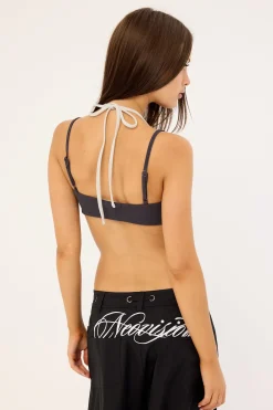 Inked Double Layer Bralette Washed Black