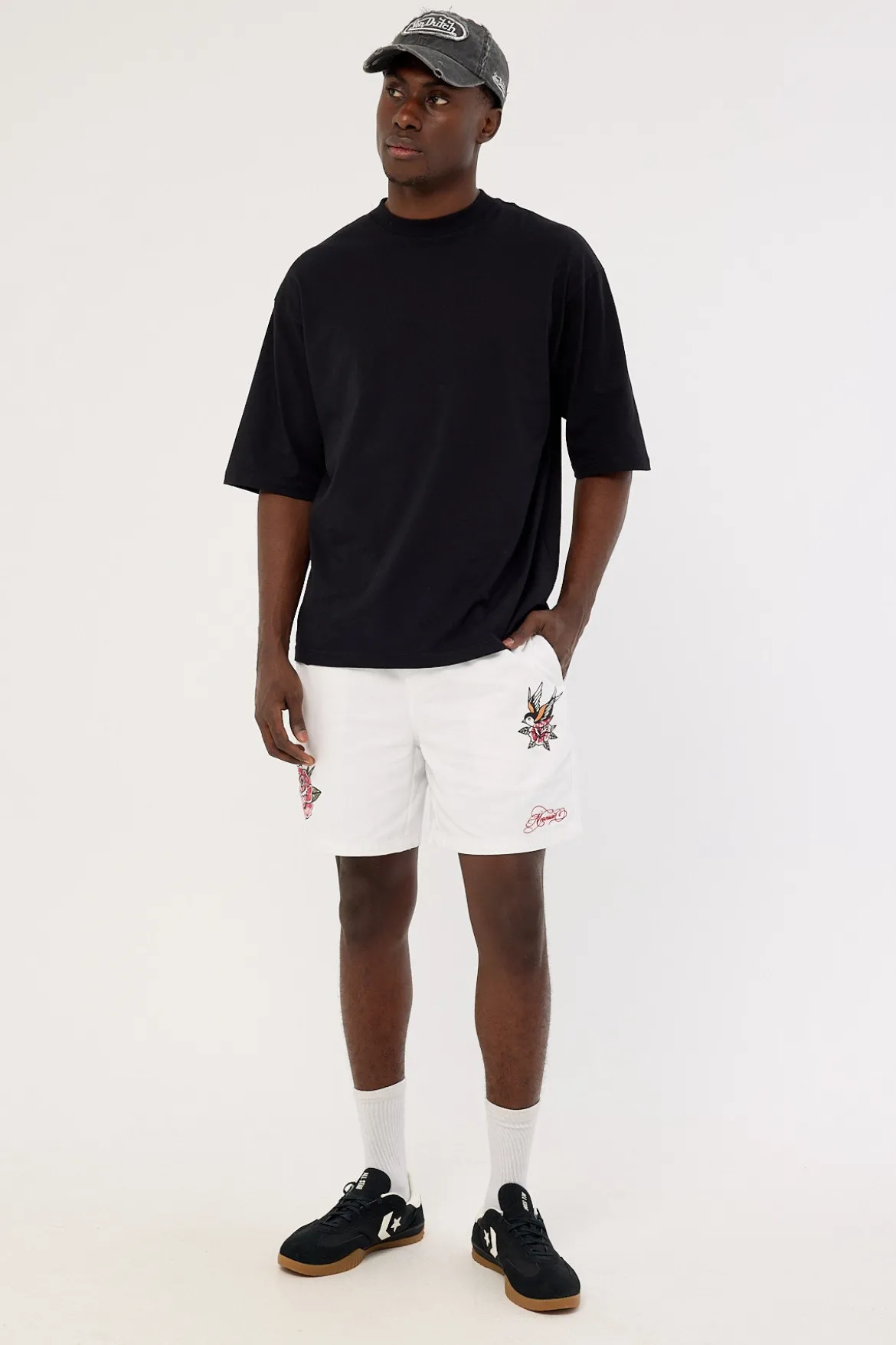Inked Elastic Waist Short White