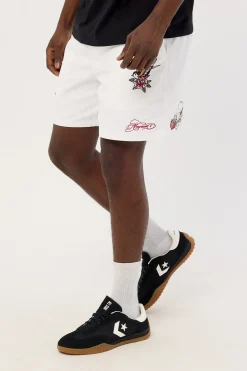 Inked Elastic Waist Short White