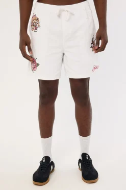 Inked Elastic Waist Short White