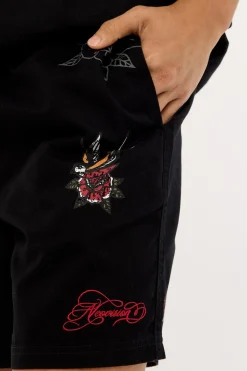 Inked Elastic Waist Short Black