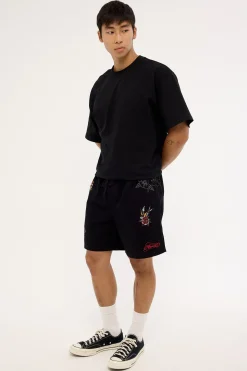 Inked Elastic Waist Short Black
