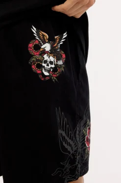 Inked Elastic Waist Short Black
