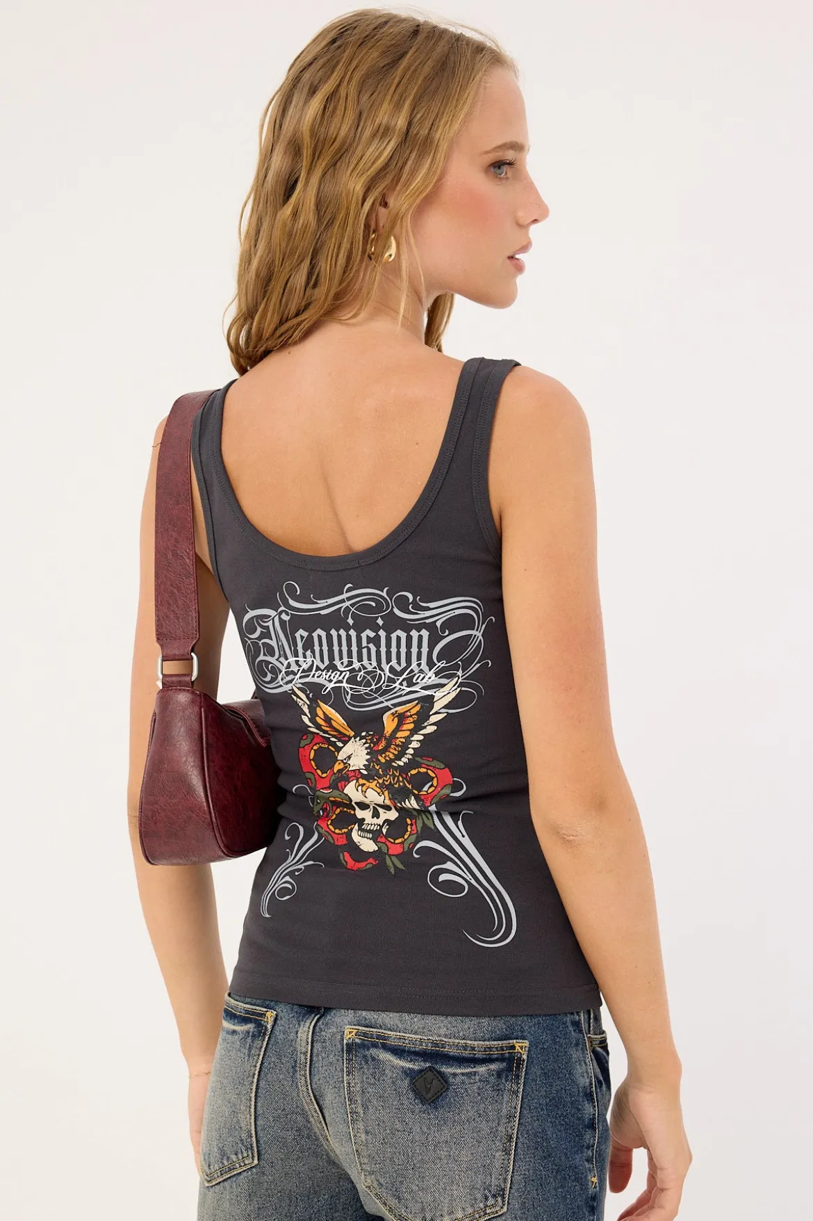 Inked Singlet Tank Top Washed Black