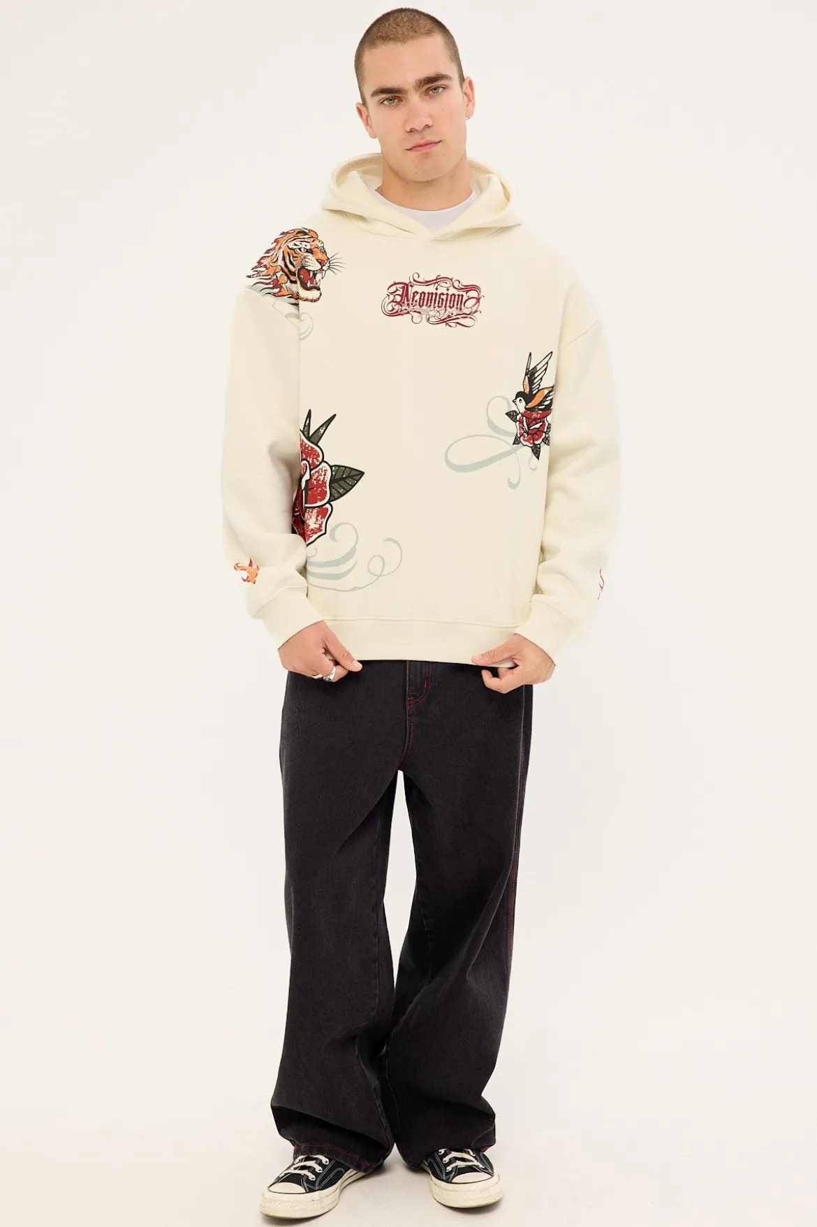 Inked Street Hoodie Ecru