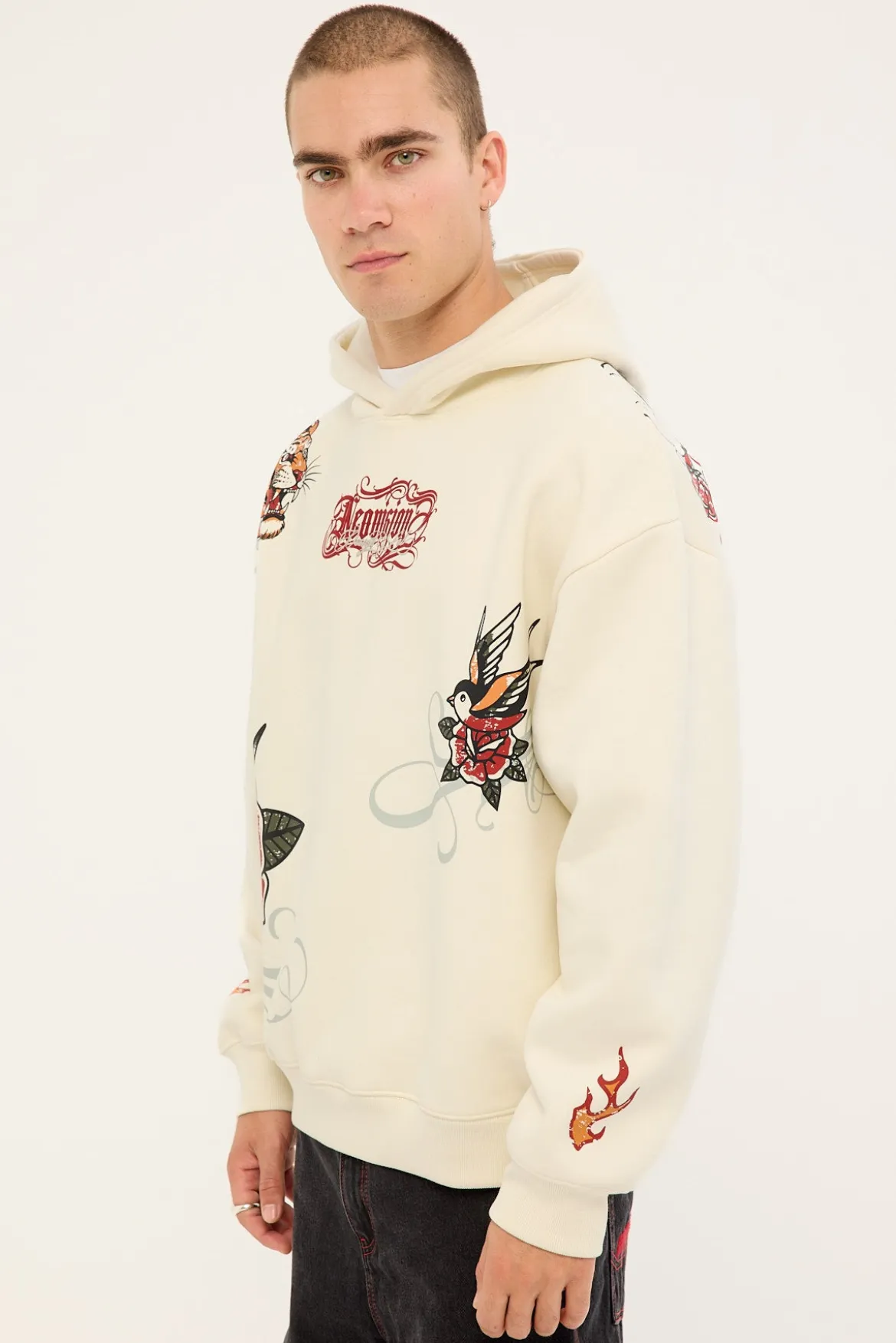 Inked Street Hoodie Ecru