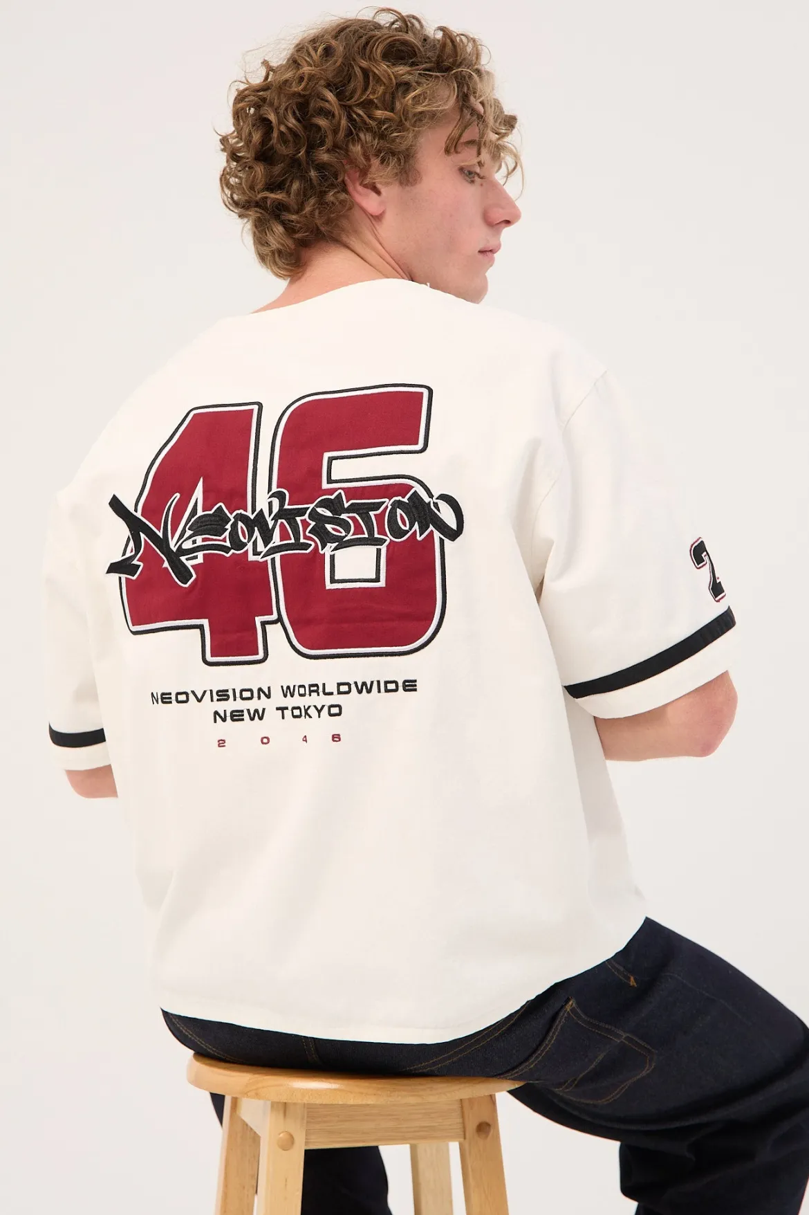 Innings Baseball Oversize Cropped Shirt Off White