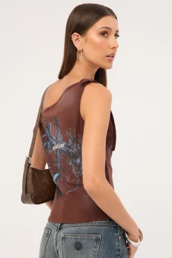 Insignia Off Shoulder Top Washed Brown