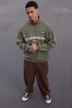 Intermission Quarter Zip Sweater Olive Green